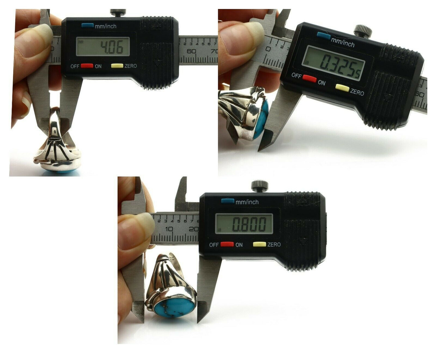 Navajo Ring .925 Silver Morenci Southwest Turquoise Native Artist C.80's