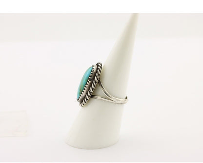 Navajo Handmade Ring 925 Silver Kingman Turquoise Artist Signed MC C.80's