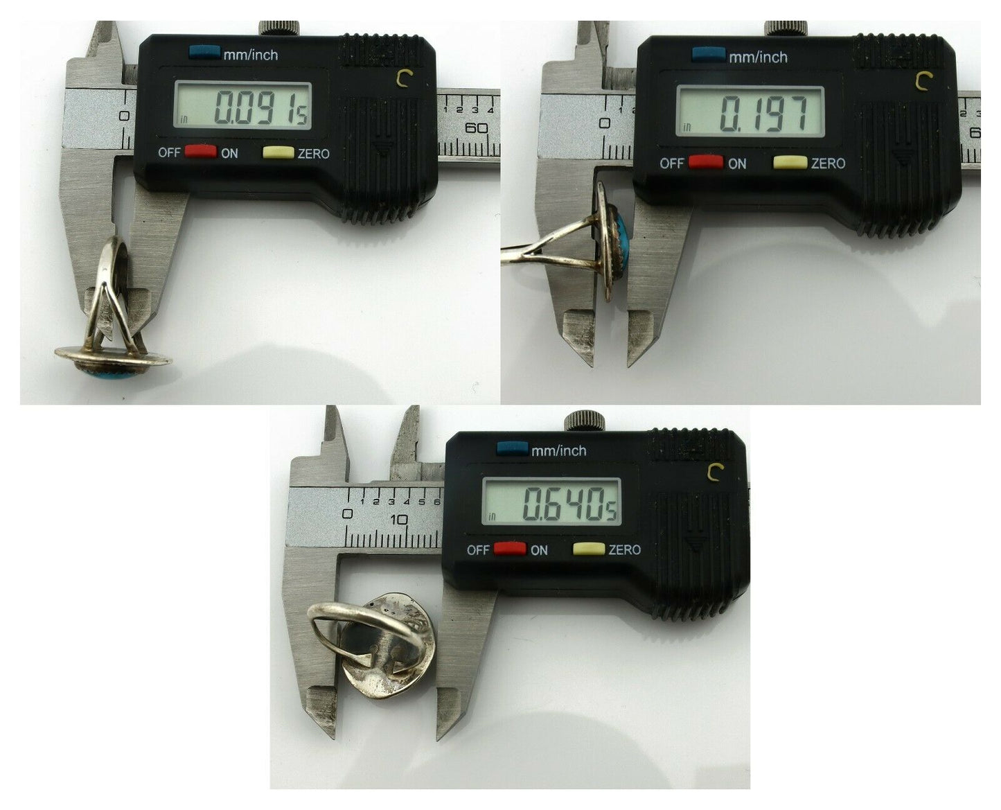 Navajo Ring .925 Silver Natural Blue Turquoise Native American Artist C.80's