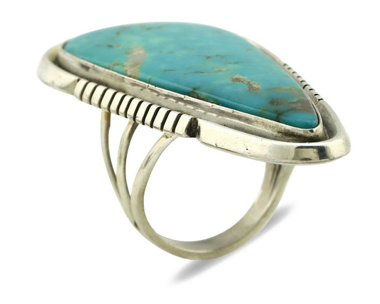 Navajo Ring .925 Silver Kingman Turquoise Signed Doug Zachary C.80's