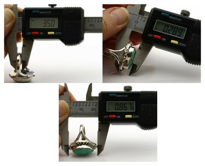 Navajo Ring .925 Silver Natural Mined Turquoise Artist Signed Gecko C.80's
