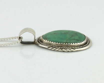 Navajo Pendant .925 Silver Kingman Turquoise Artist Signed AB C.80's
