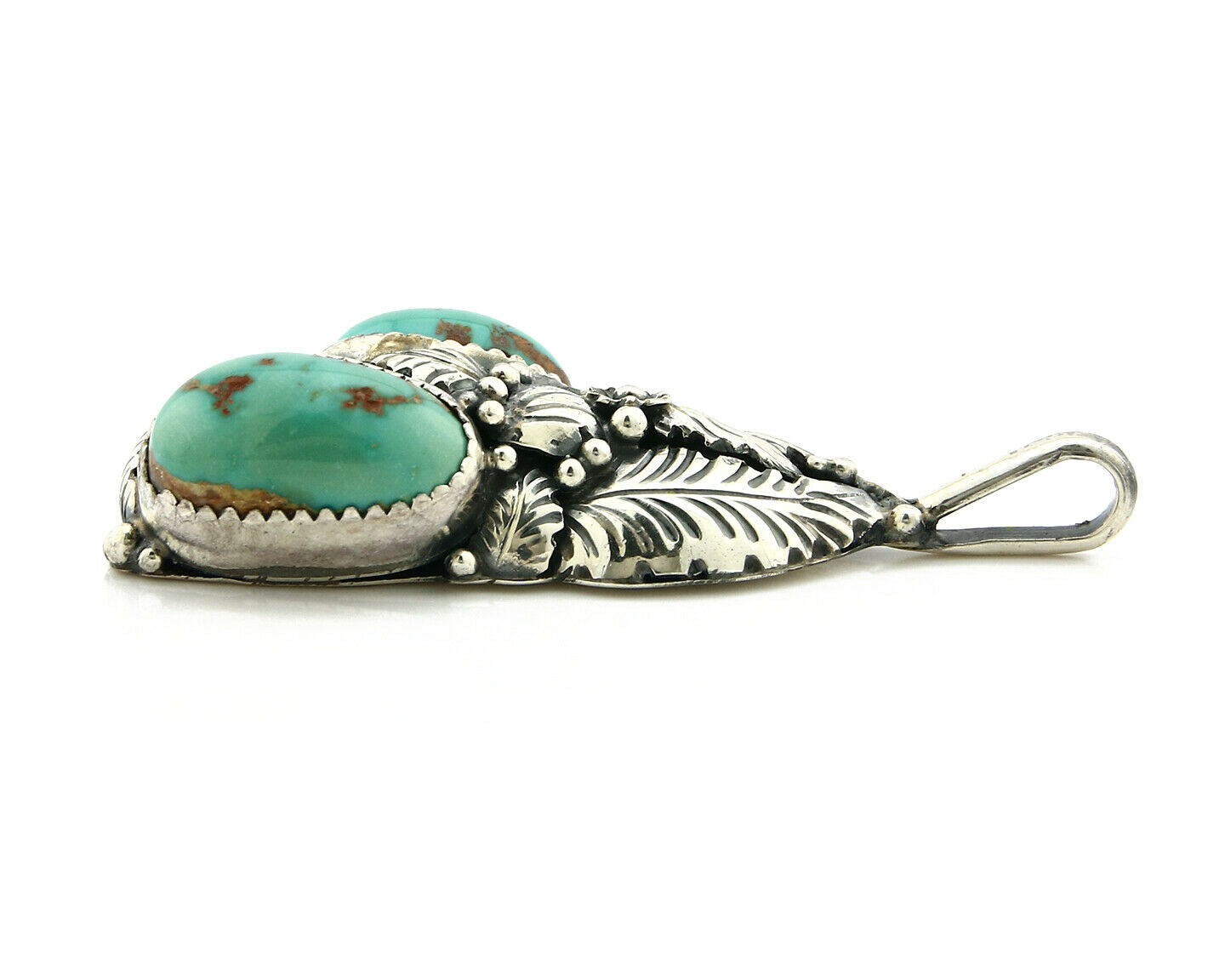 Navajo Pendant .925 Silver Bisbee Turquoise Signed Tom Willeto C.80's