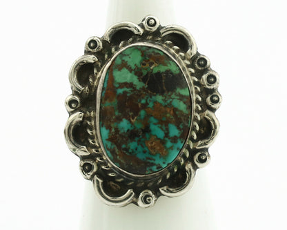 Navajo Ring .925 Silver Kingman Turquoise Native American Artist C.1980's