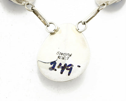 VTG Navajo Signed RWF .925 Silver & Gemstone Concho Inlaid Necklace