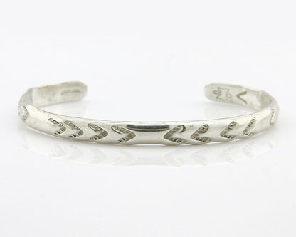Navajo Bracelet .925 Silver Hand Stamped Arrow Head Artist V Montoya C.80's