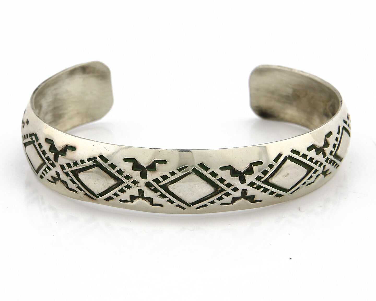Navajo Bracelet .925 Silver Hand Stamped Artist Signed Tracy C.80's