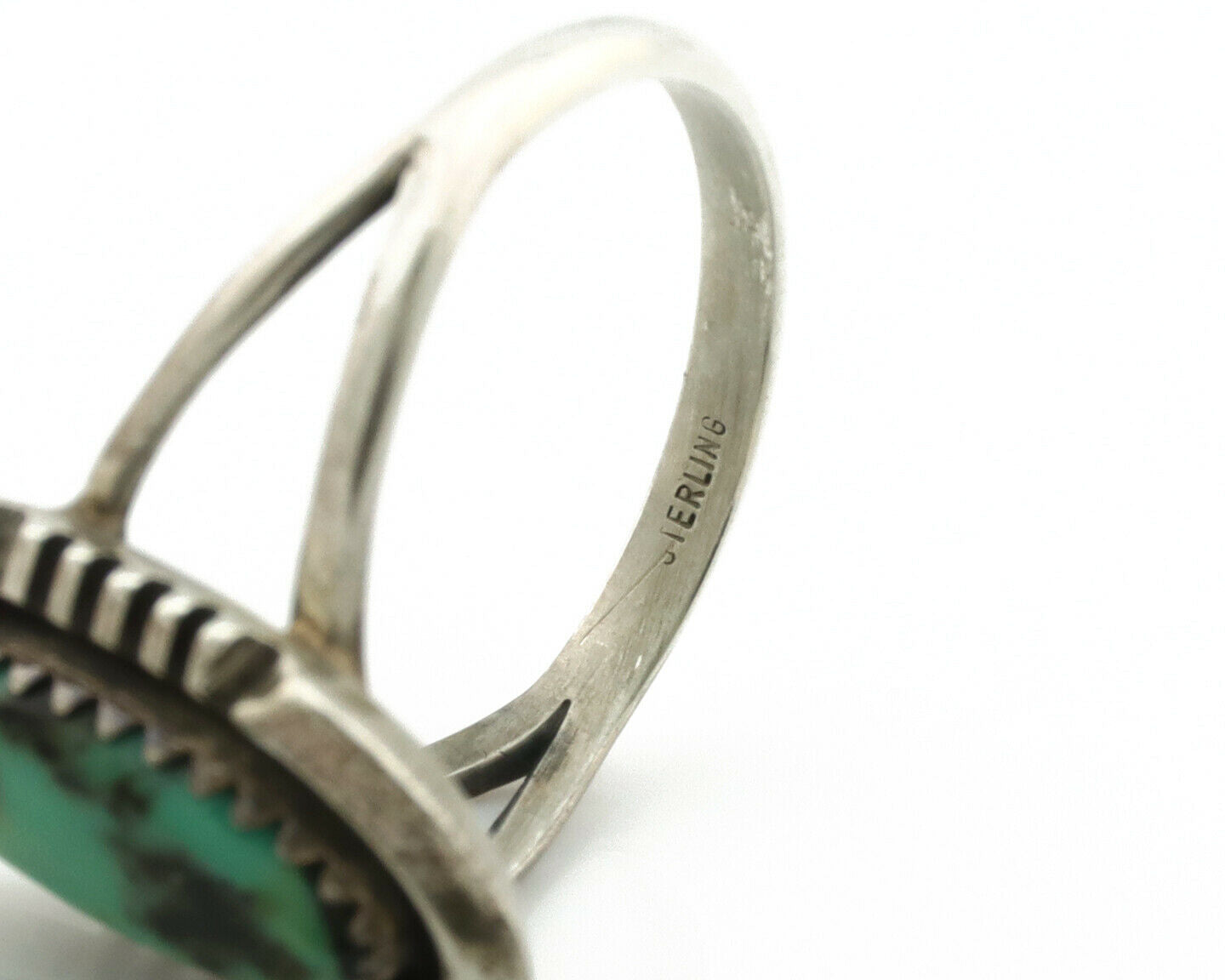 Navajo Ring .925 Silver Green Turquoise Native American Artist Handmade C.80's