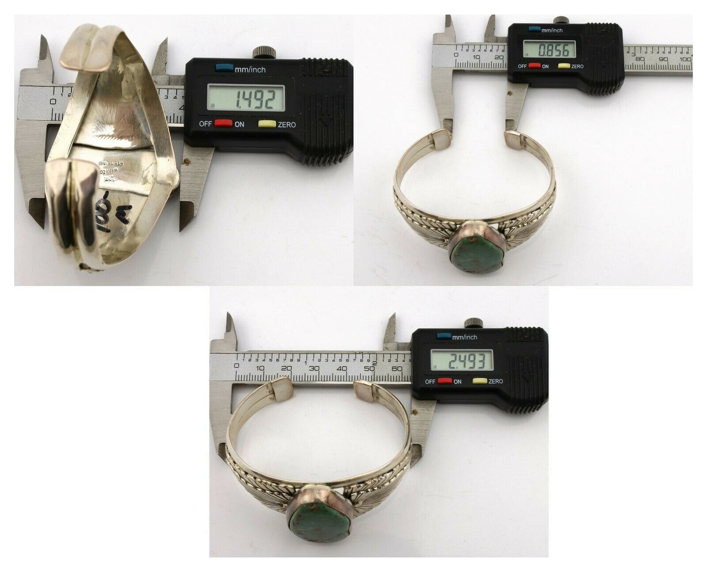 Navajo Cuff Bracelet .925 Silver Kingman Turquoise Artist Signed DC C.80's