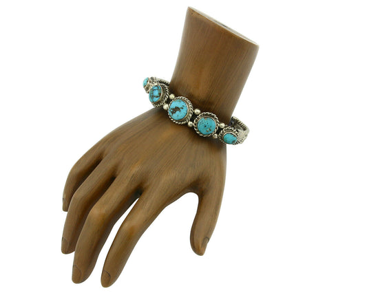 Navajo Bracelet .925 Silver Southwest Turquoise Cuff Artist PC C.80's