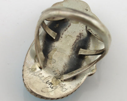 Navajo Ring 925 Silver Sleeping Beauty Turquoise Signed Justin Morris C.80's