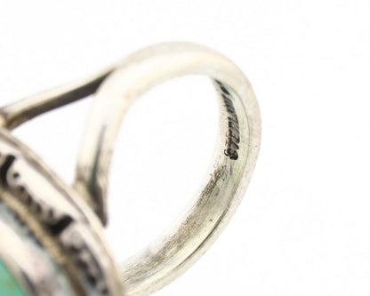 Navajo Ring .925 Silver Kingman Turquoise Artist Signed Gecko C.80's