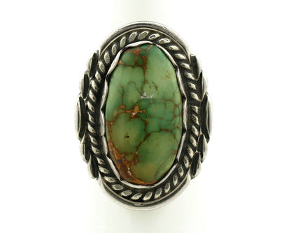 Navajo Ring .925 Silver Natural Uncolored Green Turquoise Signed Apache C.80's