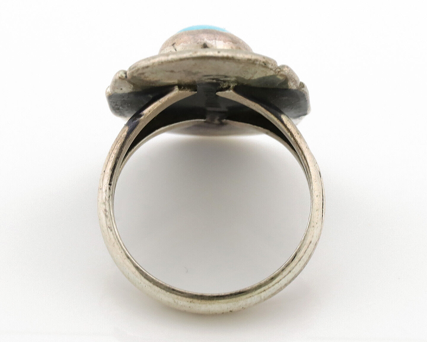 Navajo Ring .925 Silver Sleeping Beauty Turquoise Artist Signed M Montoya C.80's