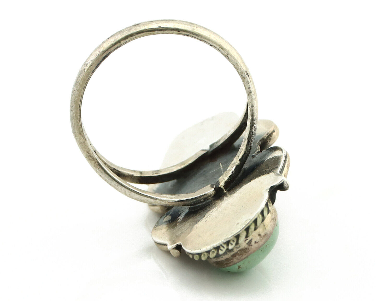 Navajo Ring 925 Silver Coral & Globe Turquoise Native American Artist C.80's