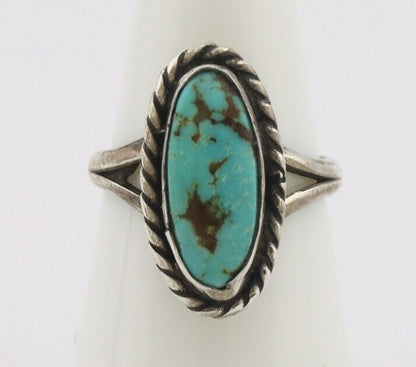 Navajo Handmade Ring 925 Silver Kingman Turquoise Native Artist C.80's