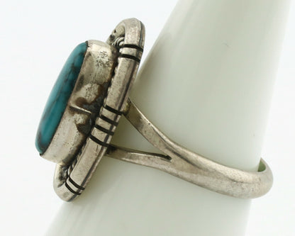 Navajo Ring .925 Silver Blue Turquoise Artist Signed B C.1980's