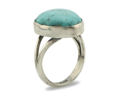 Navajo Ring .925 Silver Natural Blue Turquoise Signed Apache C.80's