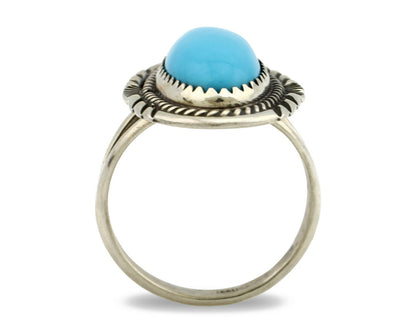 Navajo Ring .925 Silver Sleeping Beauty Turquoise Artist Signed Anna Begay C80s