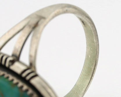 Navajo Ring .925 Silver Aqua Turquoise Native American Artist C.1980's