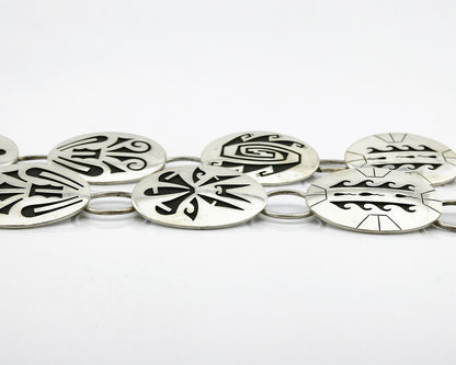 Hopi Concho Belt .925 SOLID Sterling Silver Signed Casey Cuch Overlay C.80's