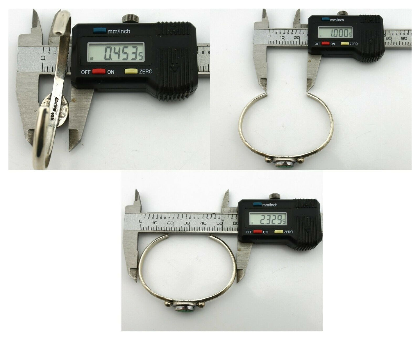 Navajo Bracelet .925 Silver Kingman Turquoise Native American Artist C.90's