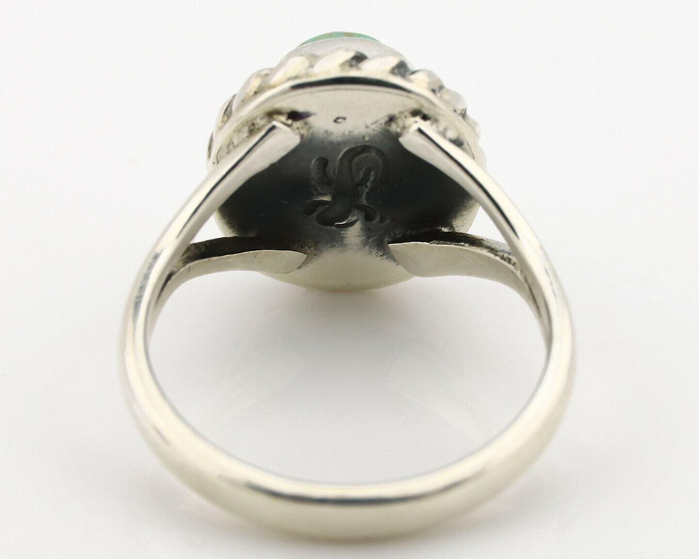 Navajo Ring .925 Silver Kingman Turquoise Artist Signed Gecko C.90's