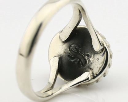 Navajo Ring .925 Silver Kingman Turquoise Artist Signed Gecko C.90's