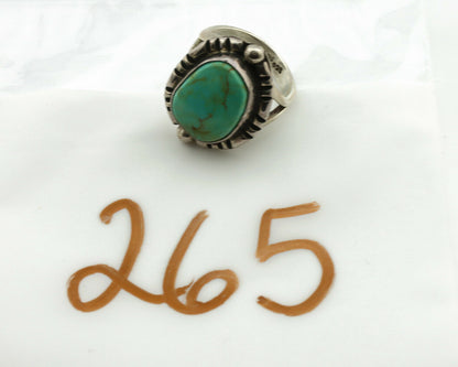 Navajo Ring .925 Silver Kingman Turquoise Artist Signed Gecko C.1980's