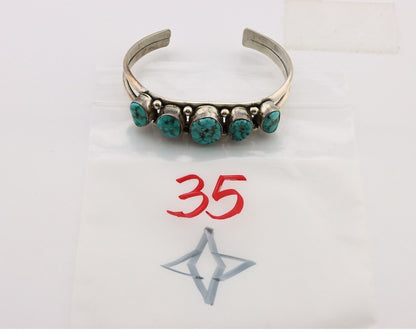Navajo Bracelet 925 Silver Spiderweb Turquoise Artist Signed E SANDAVOL C80s