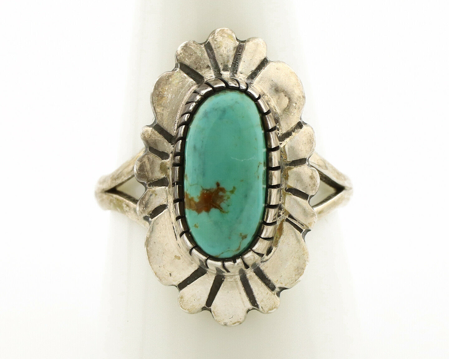 Navajo Ring .925 Silver Green Turquoise Artist Signed M Montoya C.80's