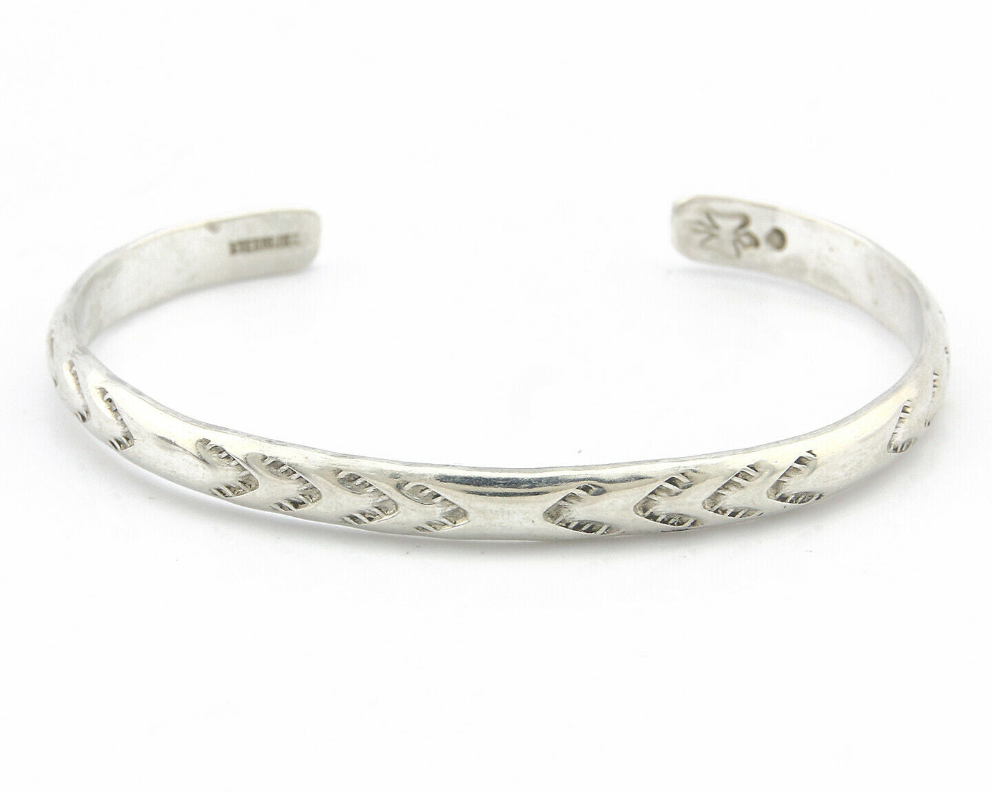 Navajo Bracelet .925 Silver Hand Stamped Arrow Head Artist Montoya C.80's