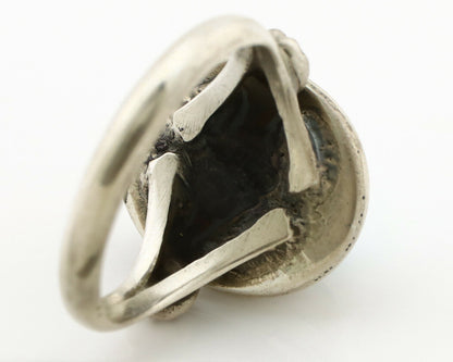 Navajo Ring .925 Silver Sleeping Beauty Turquoise Native American Artist C.1980s