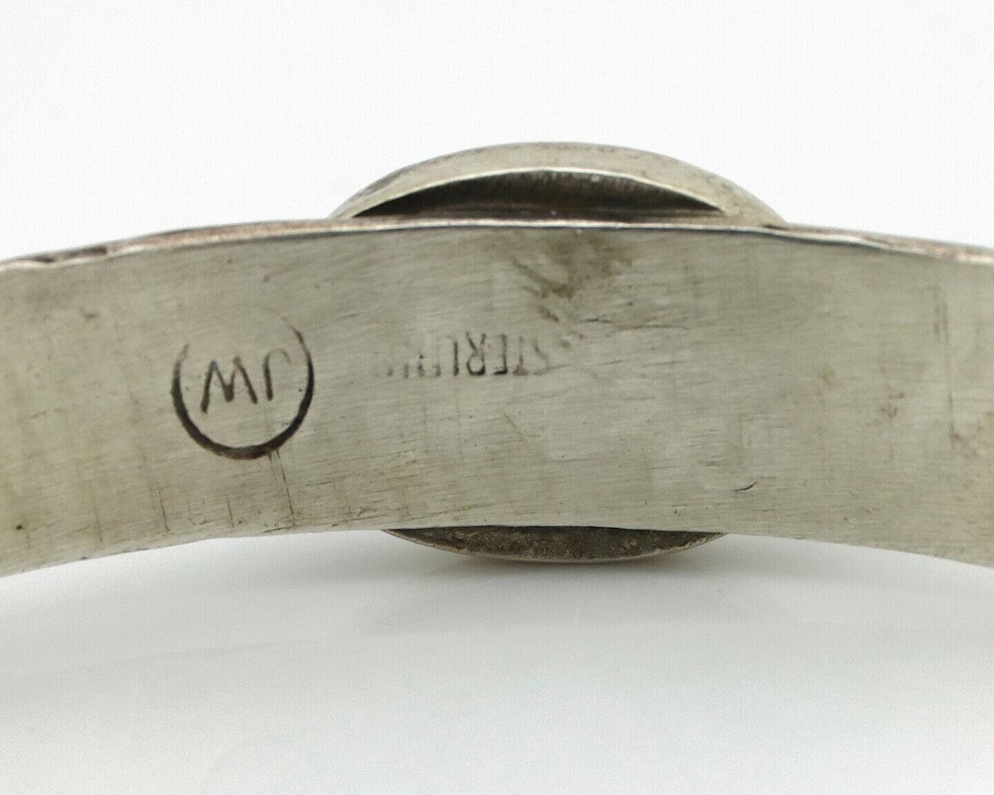 Women's Navajo .925 Silver Blue Spiderweb Turquoise Artist Signed JW C.80's