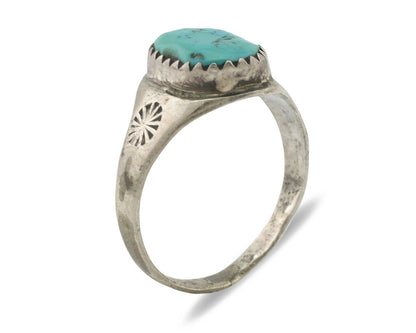 Zuni Ring .925 Silver Natural Blue Turquoise Native American Artist C.1980's