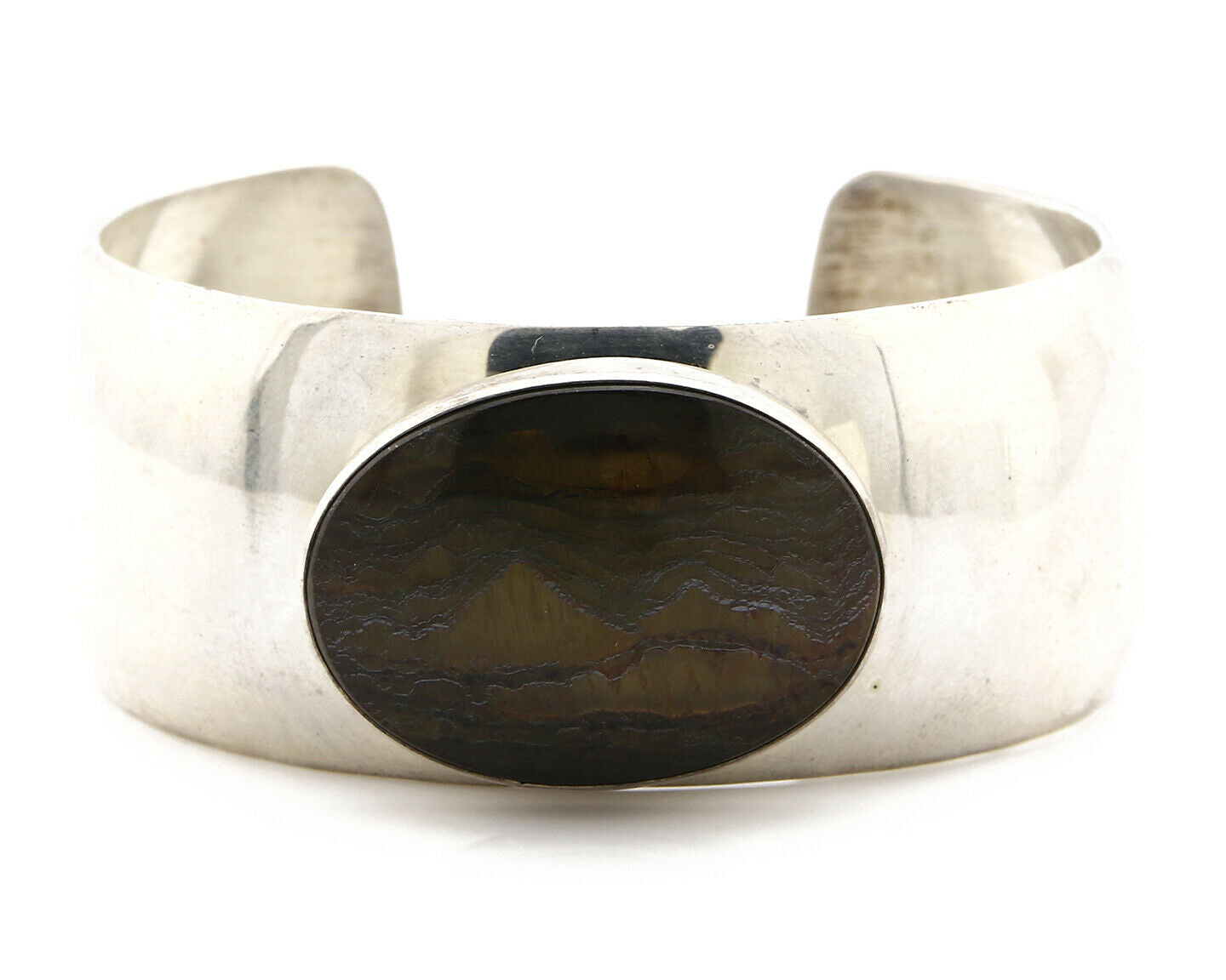 Santa Domingo Bracelet .925 Silver Picture Jasper Handmade Artist Signed C.80's