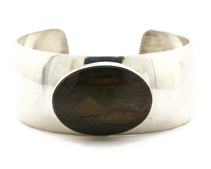 Santa Domingo Bracelet .925 Silver Picture Jasper Handmade Artist Signed C.80's