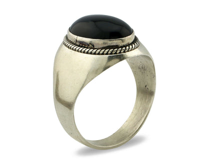 Navajo Ring .925 Silver Handmade Black Onyx Native American Artist C.80's