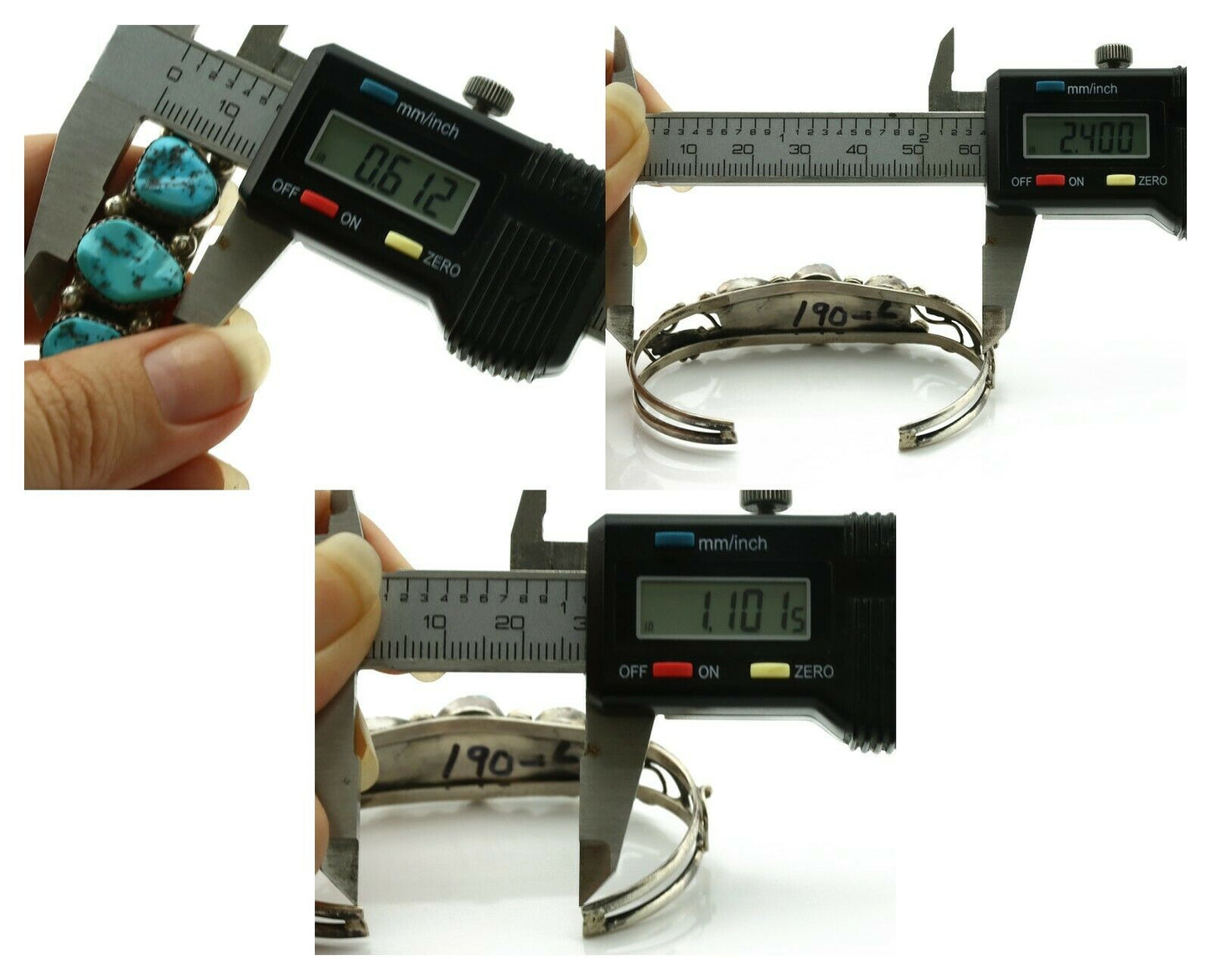 Navajo Bracelet .925 Silver Blue Turquoise Native American Artist C.80's