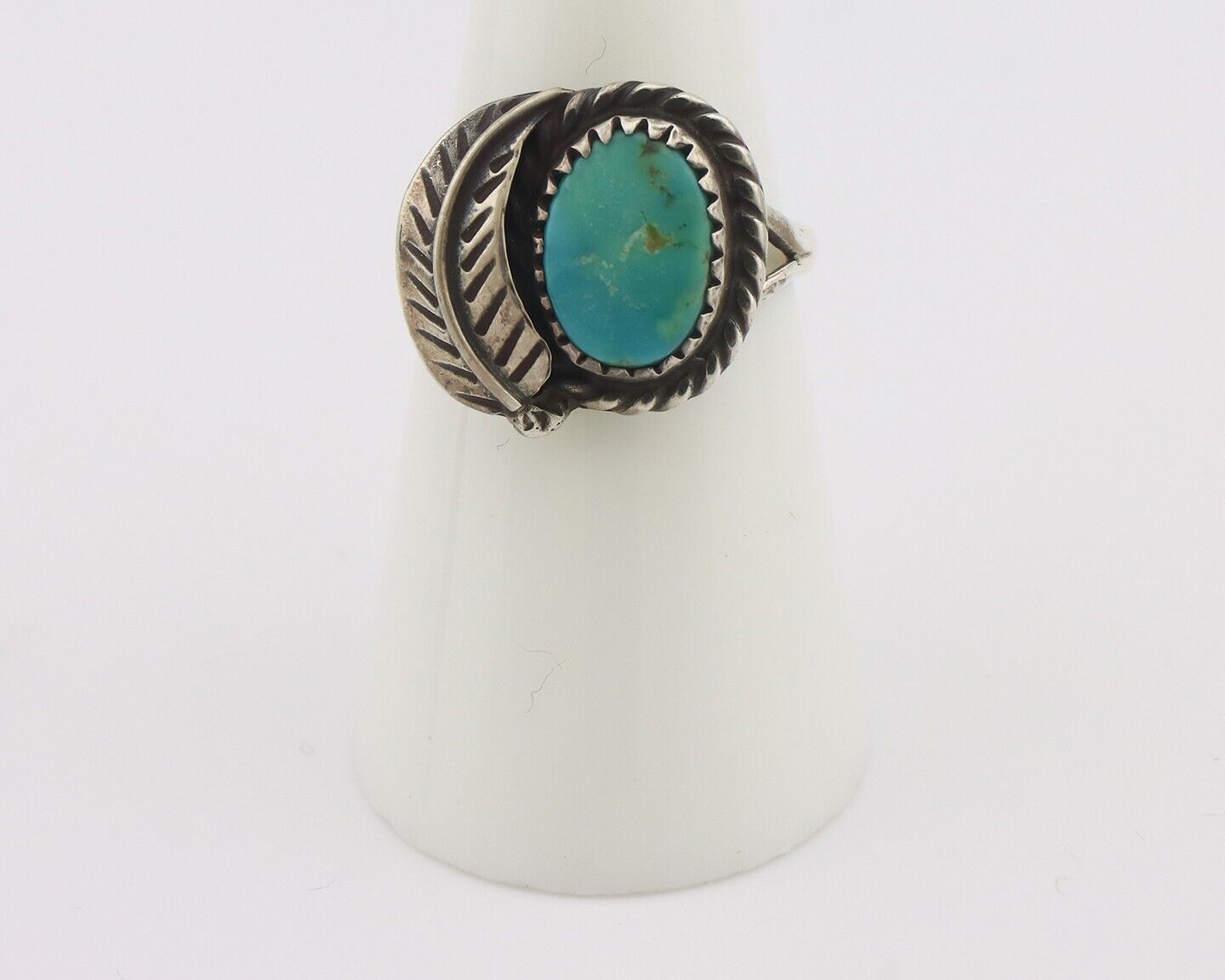 Navajo Handmade Ring 925 Silver Kingman Turquoise Native Artist C.80's