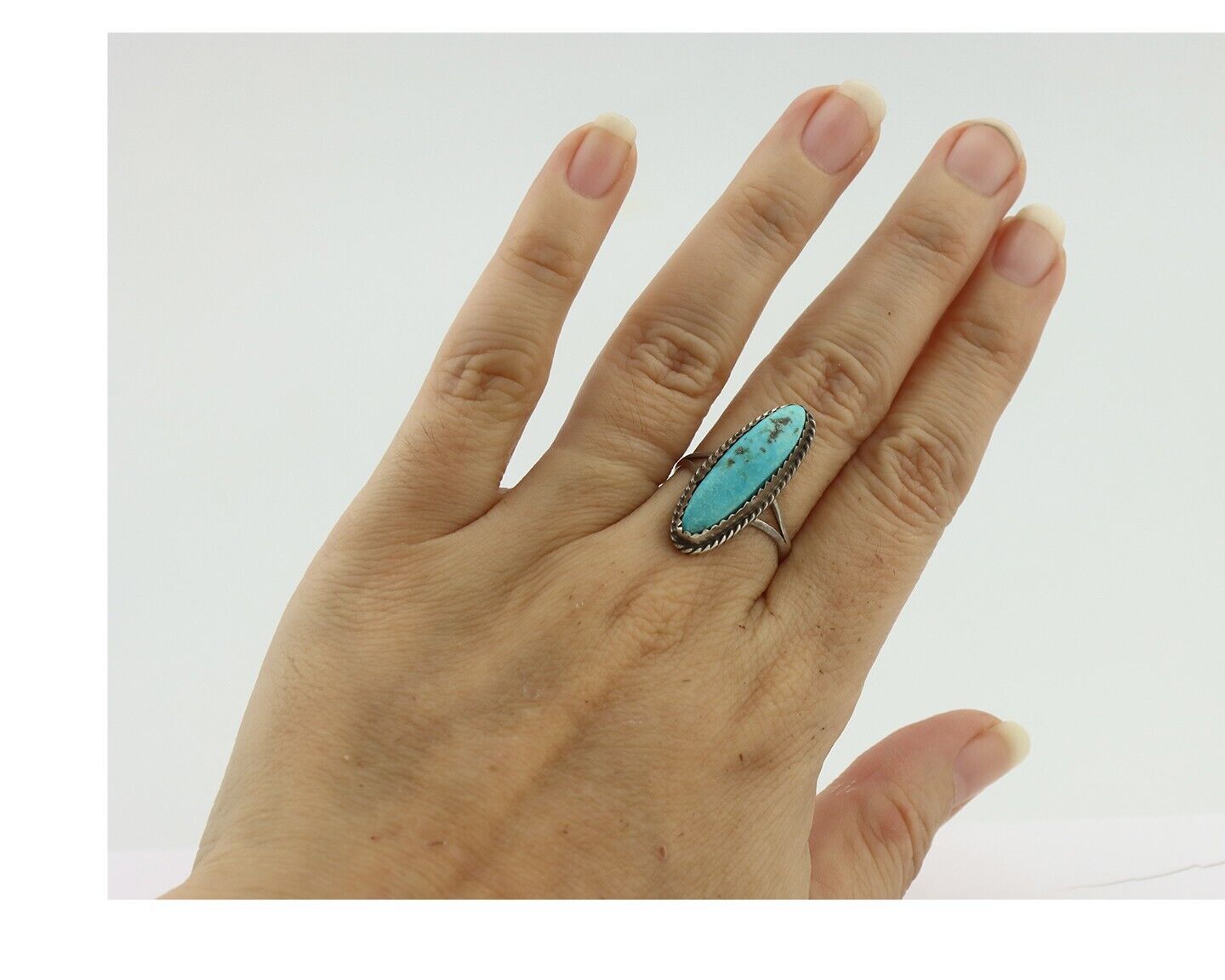 Navajo Handmade Ring .925 Silver Southwest Turquoise Native Artist C.80's