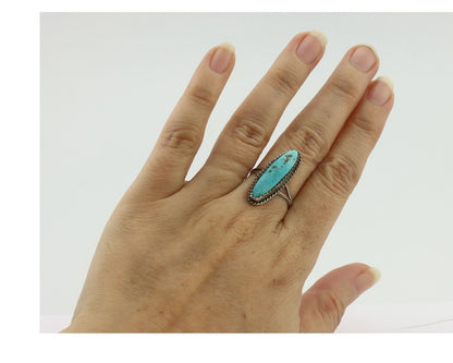 Navajo Handmade Ring .925 Silver Southwest Turquoise Native Artist C.80's