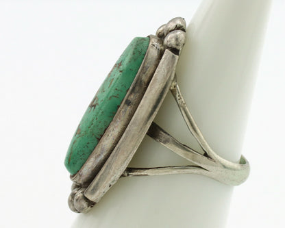 Navajo Ring .925 Silver Green Turquoise Signed Sun C.80's