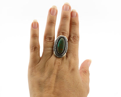 Navajo Ring .925 Silver Nevada Turquoise Native American Artist C.1980's