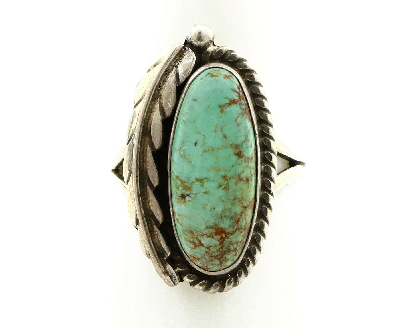 Navajo Ring .925 Silver Arizona Turquoise Signed Apache Manufacturing C80s