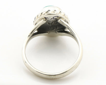 Navajo Ring .925 Silver Kingman Turquoise Artist Signed Gecko C.90's