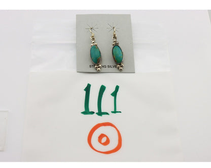 Navajo Earrings 925 Silver Blue Gem Turquoise Native American Artist C.80's