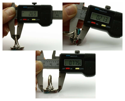 Navajo Ring .925 Silver Turquoise & Coral Native American Artist C.1980's