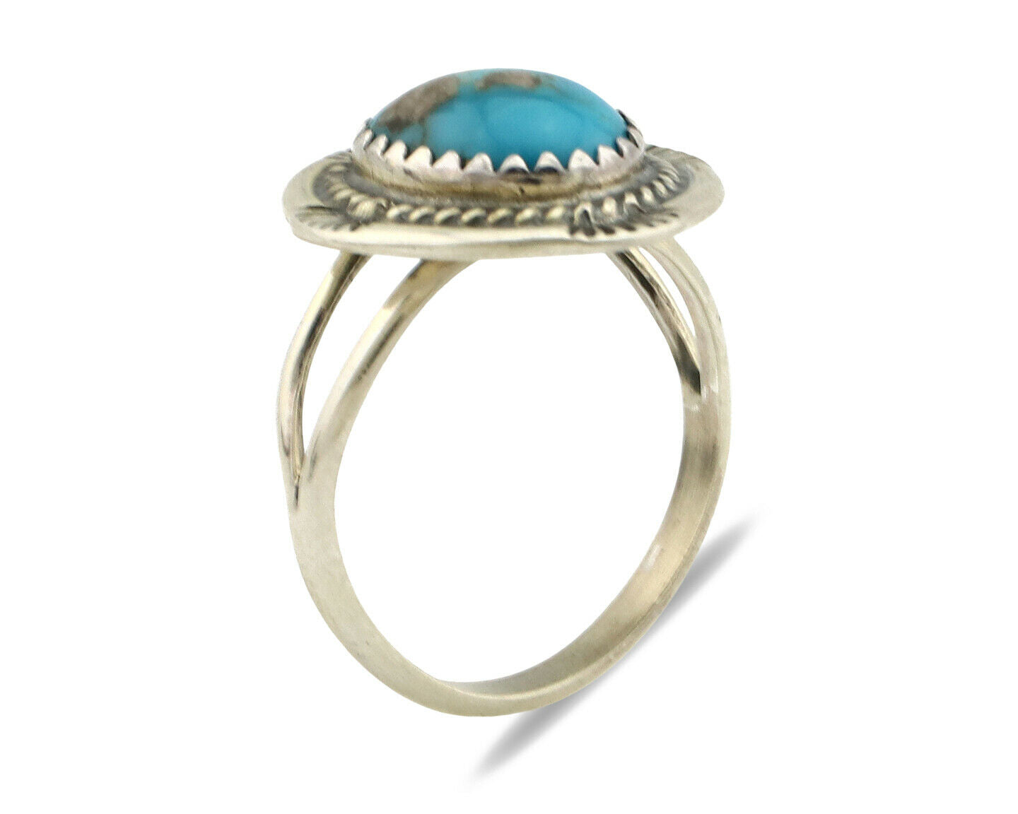 Navajo Ring .925 Silver Blue Southwest Turquoise Native Artist C.1980's