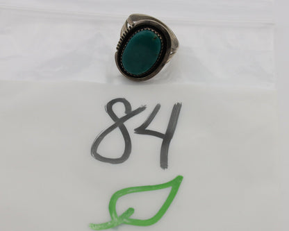 Navajo Ring .925 Silver Kingman Turquoise Native American Artist C.1980s